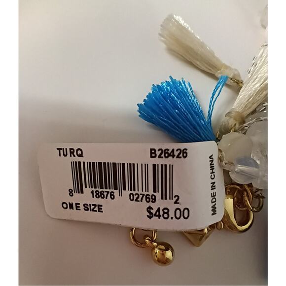 NEW Rebecca Minkoff Layered White & Turquoise Boho Bracelet - Picture 3 of 3